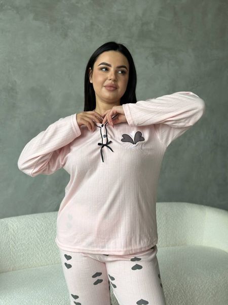 Тепла рожева піжама в розмірі PLUS SIZE DO3400/2-4XL фото