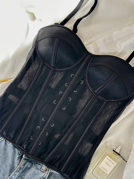 Чорний жіночий корсет на зав'язках DO3996-XL фото