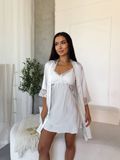Спокусливий халат та сорочка з мереживом білого кольору (DO4134/1) DO4134/1-2XL фото