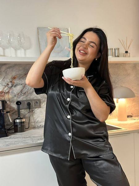 Стильна шовкова піжама для дівчат PLUS SIZE DO2970-5XL фото