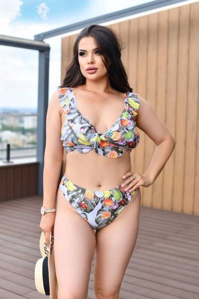 Роздільний купальник з спідничкою PLUS SIZE з квітковим принтом SW1408-XL фото