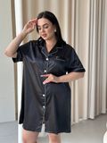 Чорна шовкова сорочка на ґудзиках PLUS SIZE DO2971-5XL фото