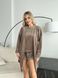 Велюрова коричнева піжама трійка з халатом DO2820/1-4XL/5XL фото 4