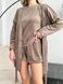 Велюрова коричнева піжама трійка з халатом DO2820/1-4XL/5XL фото 2