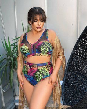 Роздільний купальник PLUS SIZE з утяжкою тропічний принт (SW1381/1) SW1381/1-4XL фото